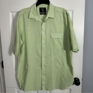 Light green Maker & Co. Classically Tailored short sleeve cotton/linen shirt, XL